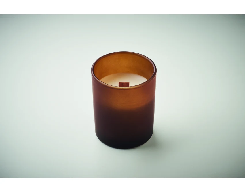 Brązowa świeca reklamowa 80g z logo w matowym szkle