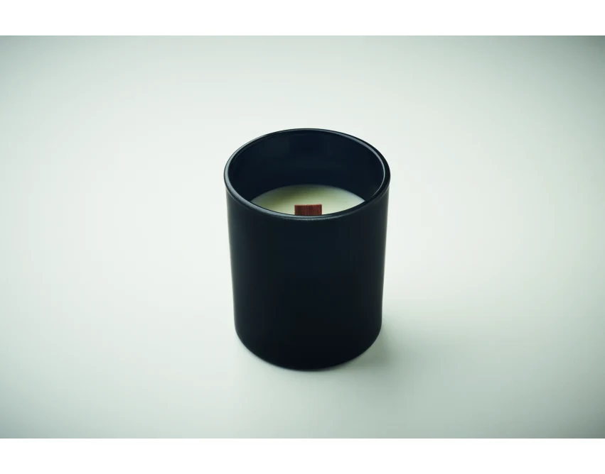 Czarna świeca reklamowa waniliowa 80g z logo w szkle