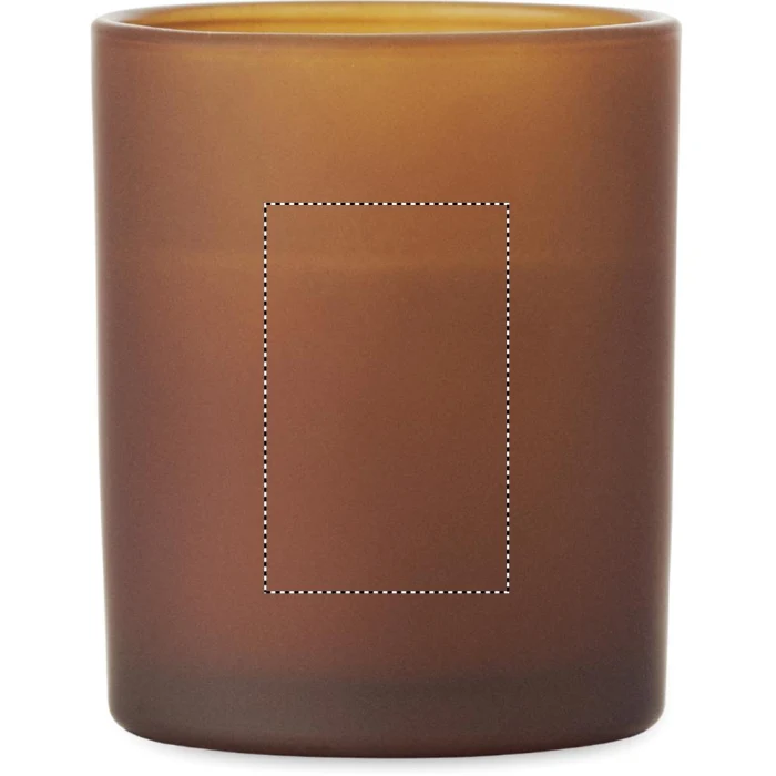 Schemat znakowania dla Tampondruk - P7 na gadżecie: Brązowa świeca reklamowa 80g z logo w matowym szkle