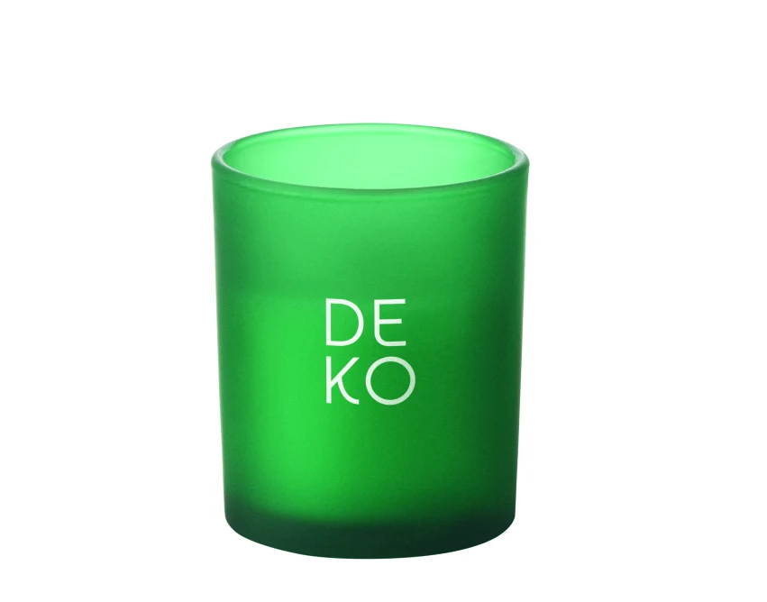 Zielona świeca reklamowa 80g z logo i drewnianym knotem