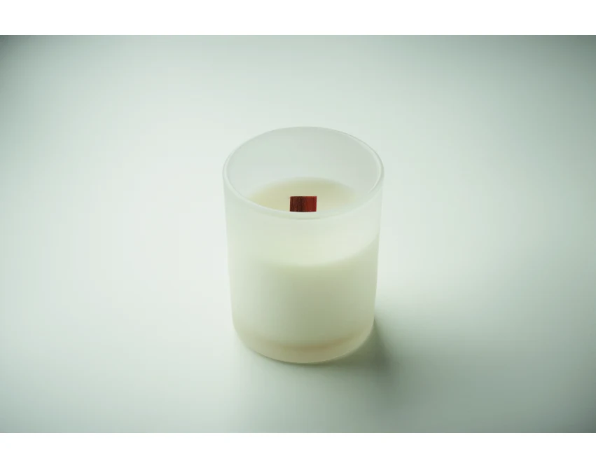 Biała ekologiczna świeca waniliowa 80g z logo firmy