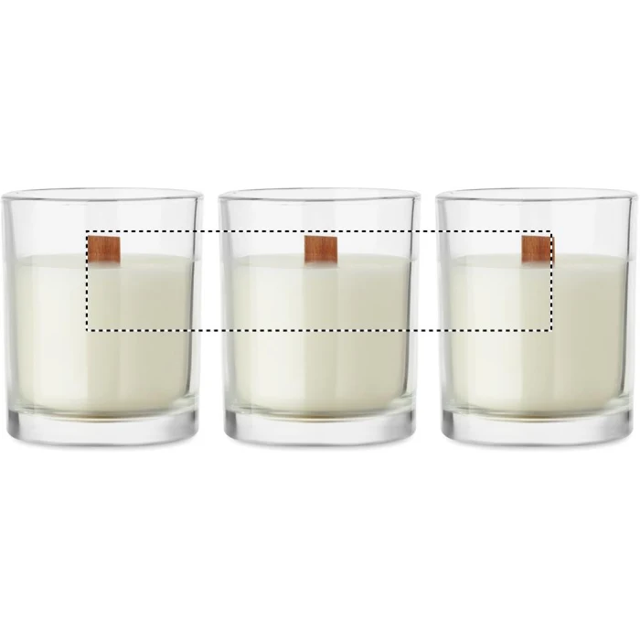 Schemat znakowania dla Sitodruk 360° - RS6 na gadżecie: Świeca reklamowa z logo, przezroczyste szkło, drewniany knot