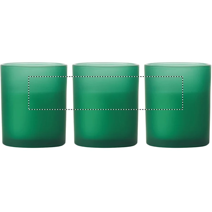 Schemat znakowania dla Sitodruk 360° - RS6 na gadżecie: Zielona świeca reklamowa 80g z logo i drewnianym knotem