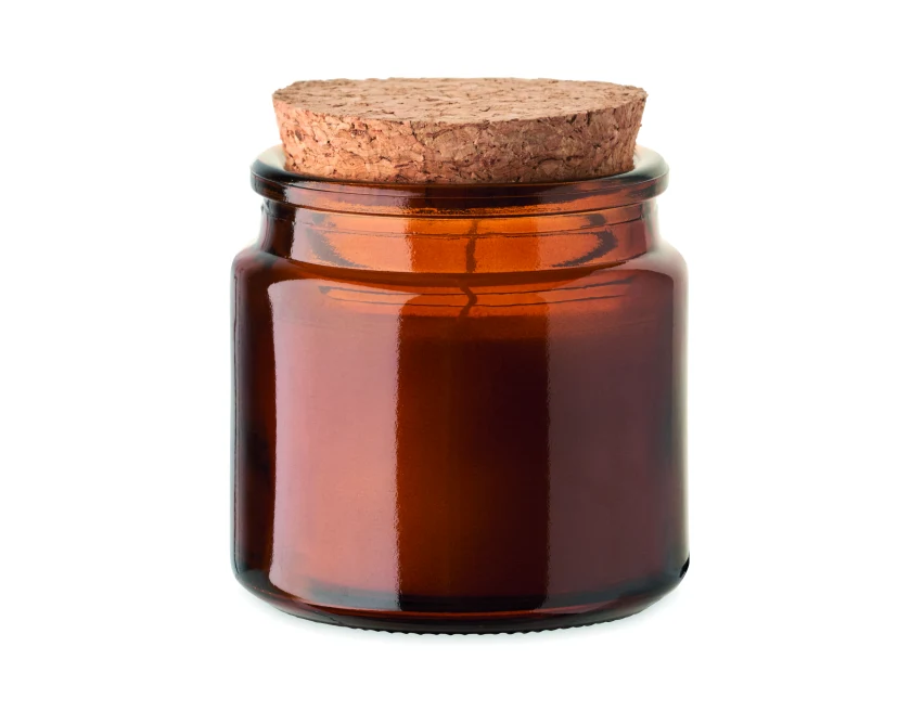 Świeca z logo w brązowym szkle – wanilia 70g Valo