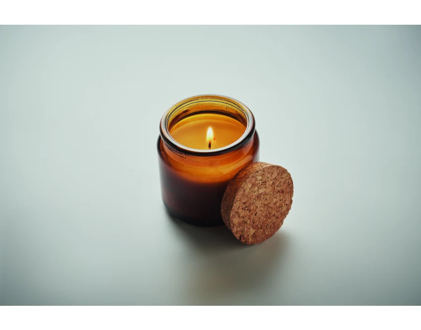 Świeca z logo w brązowym szkle – wanilia 70g Valo