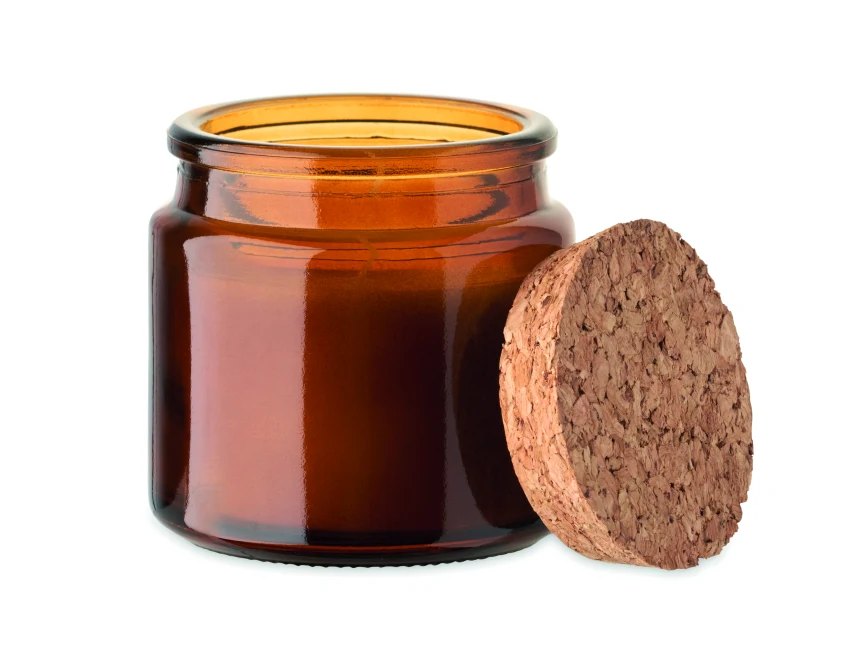 Świeca z logo w brązowym szkle – wanilia 70g Valo