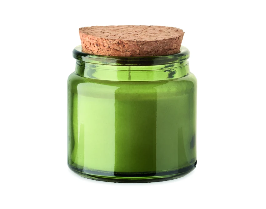 Zielona świeca waniliowa 70g z logo – eko upominek firmowy