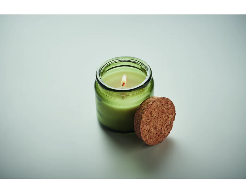 Zielona świeca waniliowa 70g z logo – eko upominek firmowy