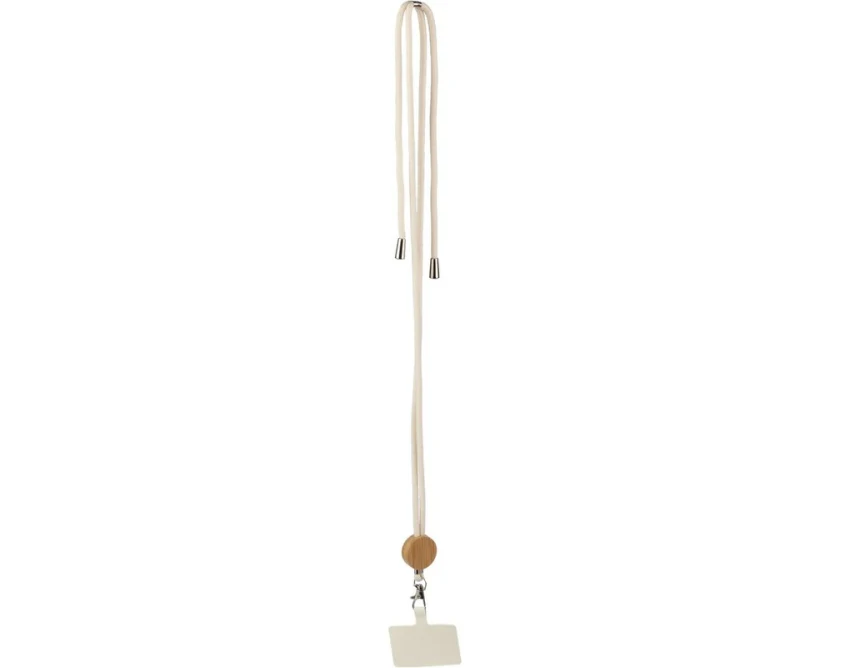 Bawełniana smycz do telefonu z bambusowym medalionem