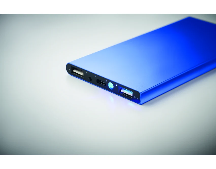 Power bank 8000 mAh niebieski z logo z recyklingowanego aluminium