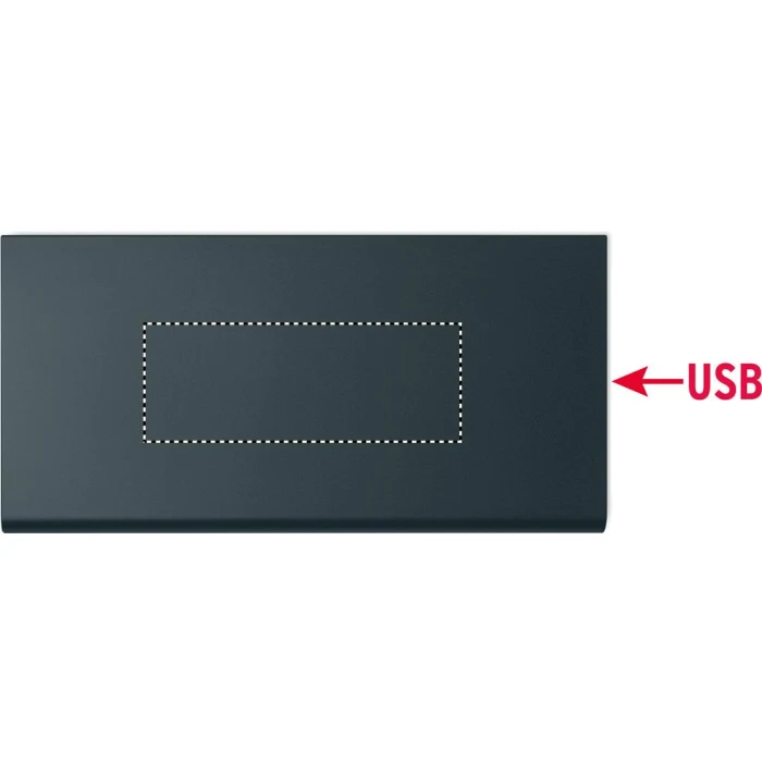 Schemat znakowania dla Tampondruk - P5 na gadżecie: Power bank 8000 mAh granatowy aluminiowy z logo firmy