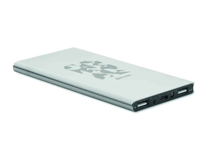 Power bank 8000 mAh srebrny mat z grawerem logo