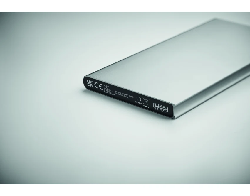 Power bank 8000 mAh srebrny mat z grawerem logo