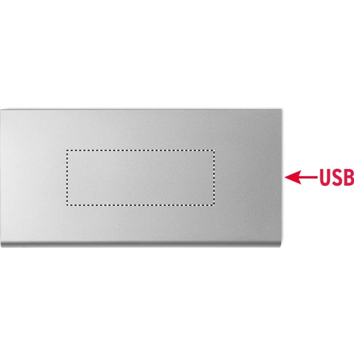 Schemat znakowania dla Tampondruk - P5 na gadżecie: Power bank 8000 mAh srebrny mat z grawerem logo
