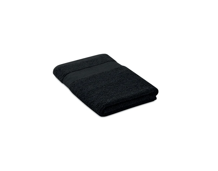 Czarny ręcznik 140x70 bawełna organiczna z haftem logo