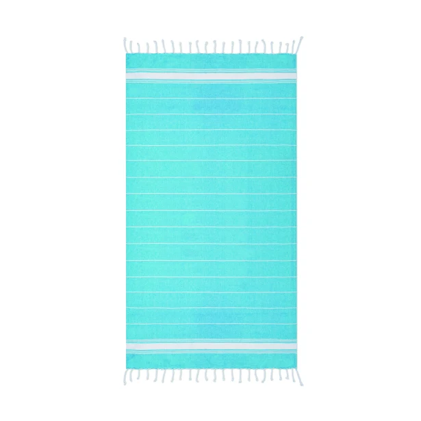 Ręcznik plażowy Malibu turkusowy z logo firmy 180 g