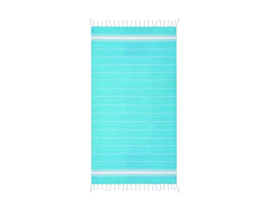 Ręcznik plażowy Malibu turkusowy z logo firmy 180 g