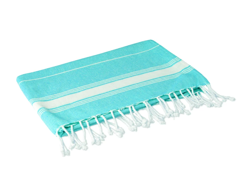 Ręcznik plażowy Malibu turkusowy z logo firmy 180 g