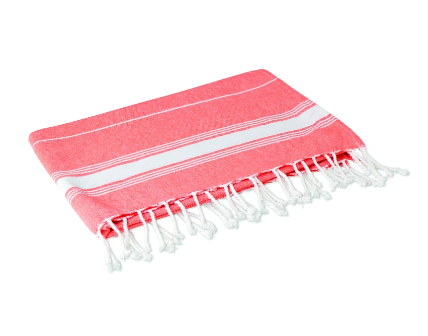 Ręcznik plażowy Malibu pomarańczowy z logo i frędzlami