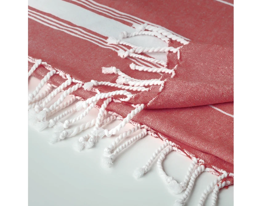 Czerwony ręcznik plażowy Malibu z logo – bawełna 180 g/m²