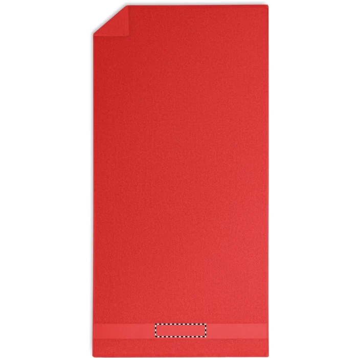 Schemat znakowania dla Sitodruk - S3 na gadżecie: Czerwony ręcznik reklamowy 140x70 z logo, bawełna organiczna