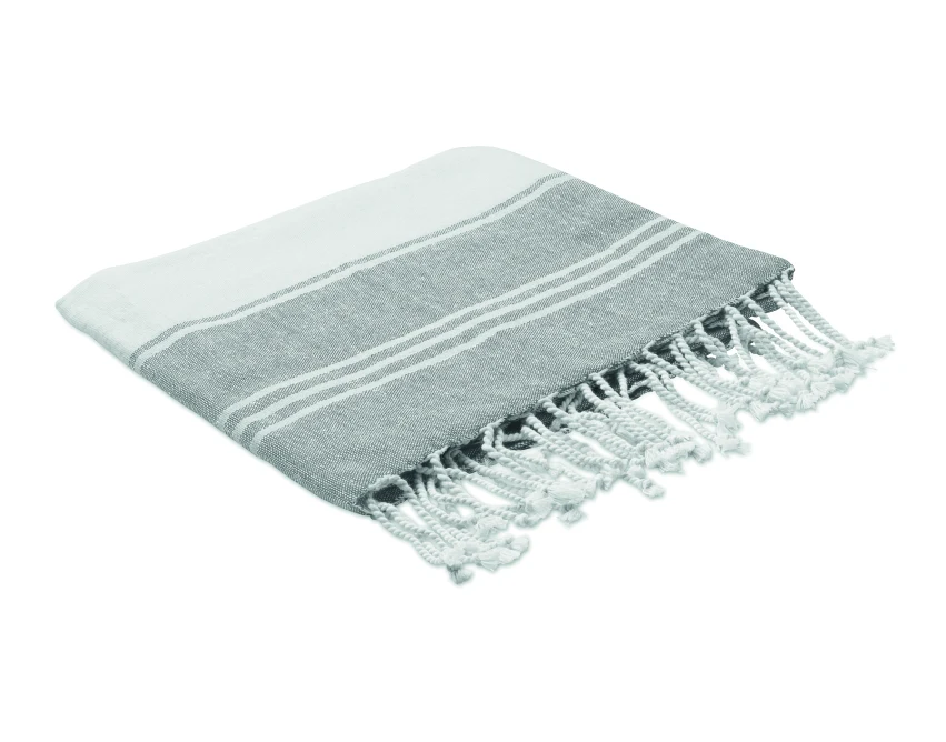 Szary ręcznik hammam z logo 90x160 z workiem – firmowy