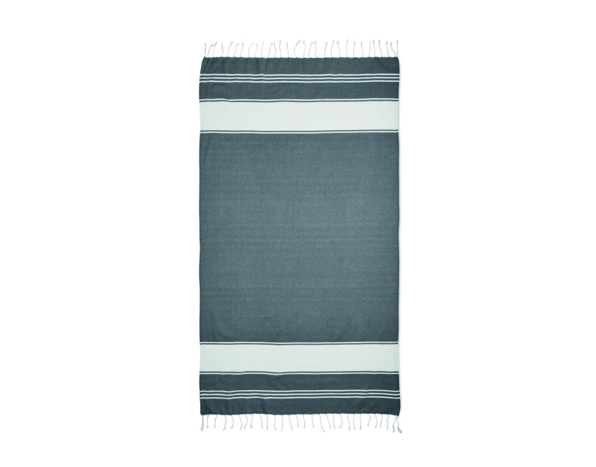 Niebieski ręcznik hammam 90x160 z logo + worek dla firm