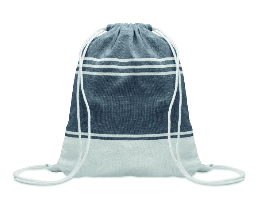 Niebieski ręcznik hammam 90x160 z logo + worek dla firm