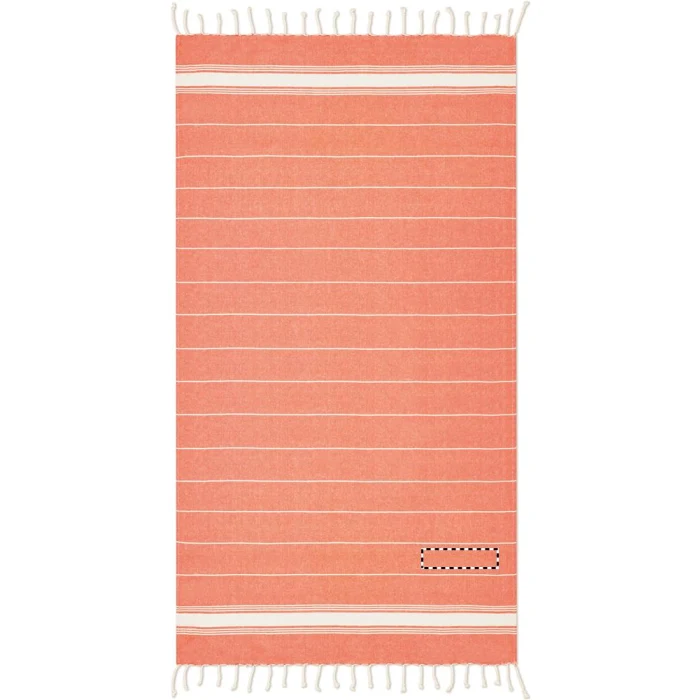 Schemat znakowania dla Sitodruk - S3 na gadżecie: Ręcznik plażowy Malibu pomarańczowy z logo i frędzlami