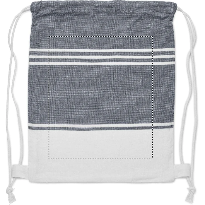 Schemat znakowania dla Termotransfer odblaskowy - TR na gadżecie: Niebieski ręcznik hammam 90x160 z logo + worek dla firm