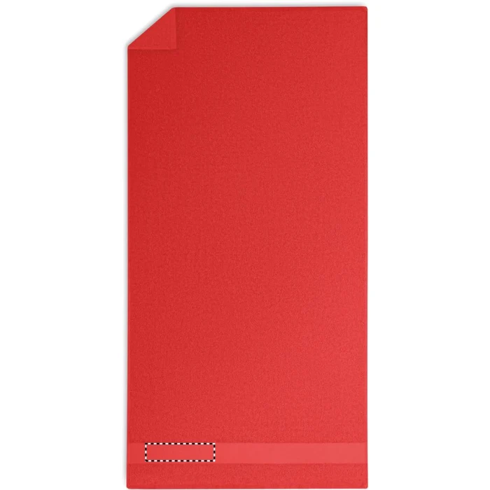 Schemat znakowania dla Sitodruk - S3 na gadżecie: Czerwony ręcznik reklamowy 140x70 z logo, bawełna organiczna