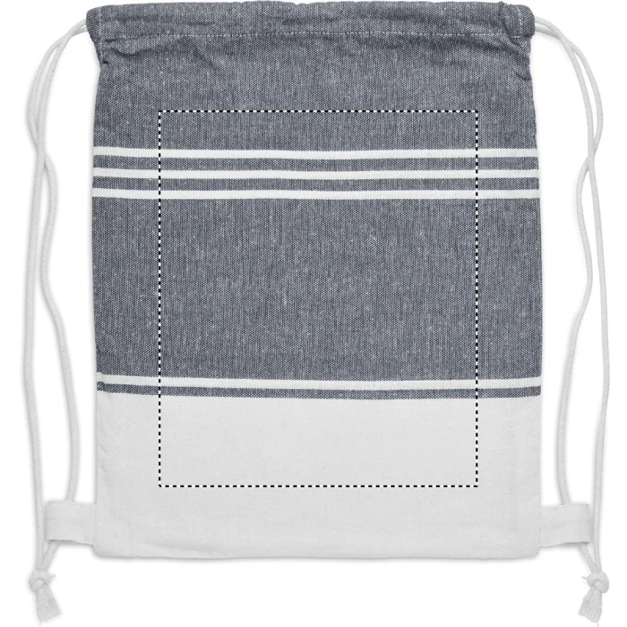 Schemat znakowania dla Sitodruk - S1 na gadżecie: Niebieski ręcznik hammam 90x160 z logo + worek dla firm