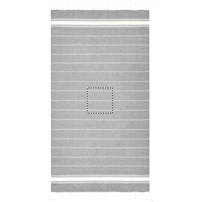 Schemat znakowania dla Haft - E na gadżecie: Szary ręcznik plażowy Malibu z logo firmy 180g OEKO-TEX