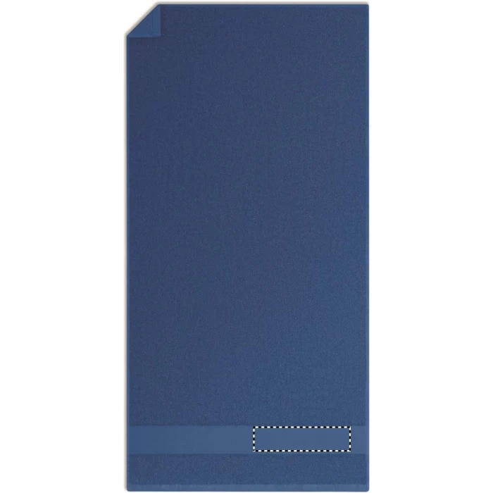 Schemat znakowania dla Haft - E na gadżecie: Niebieski ręcznik reklamowy 100x50 z bawełny organicznej