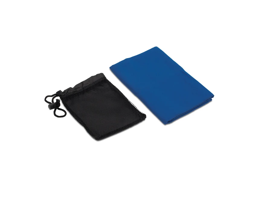 Ręcznik sportowy Frisky niebieski z etui i nadrukiem logo