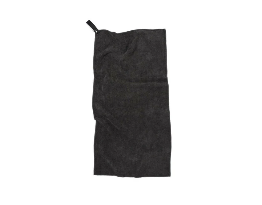 Czarny ręcznik sportowy RPET z logo – szybkoschnący