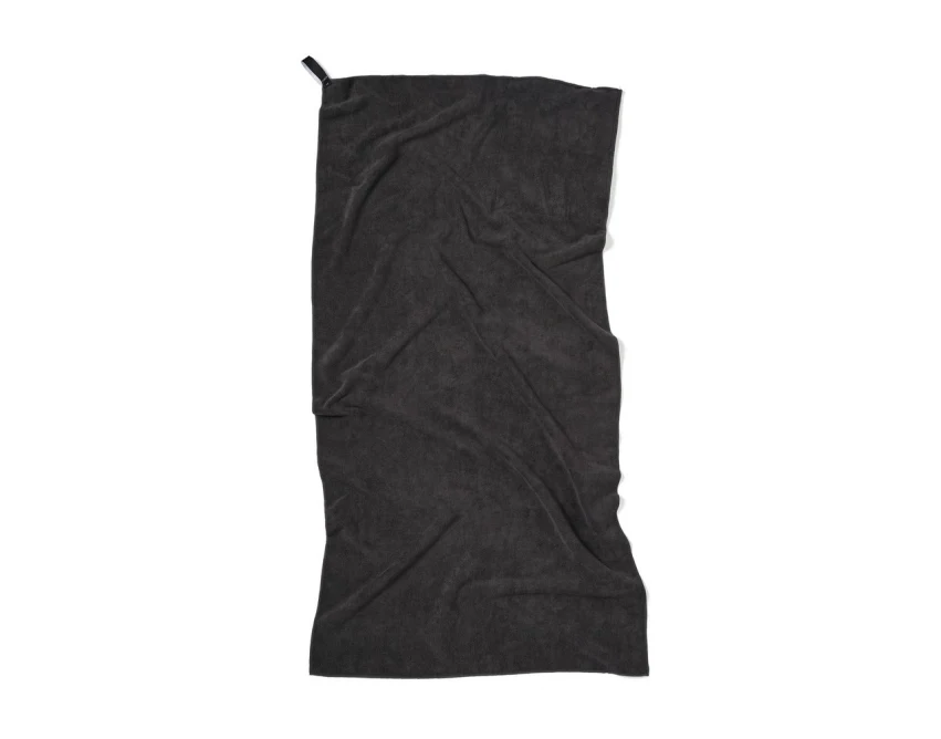 Czarny ręcznik sportowy VINGA RPET z logo dla firm