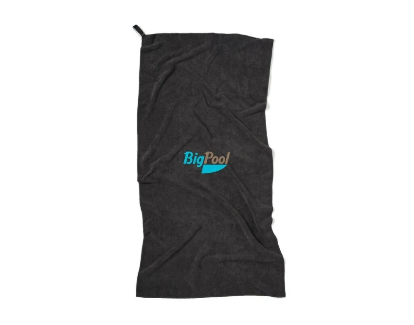 Czarny ręcznik sportowy VINGA RPET z logo dla firm