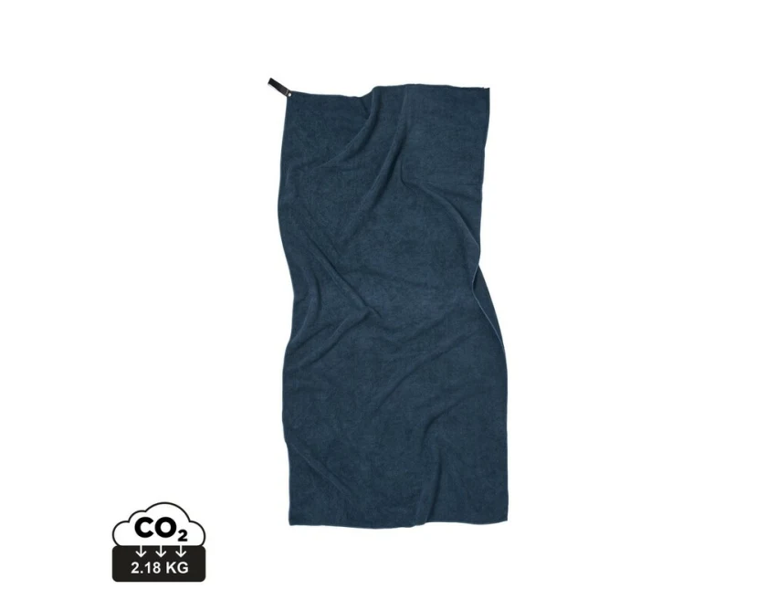 Granatowy ręcznik sportowy RPET z logo – szybkoschnący