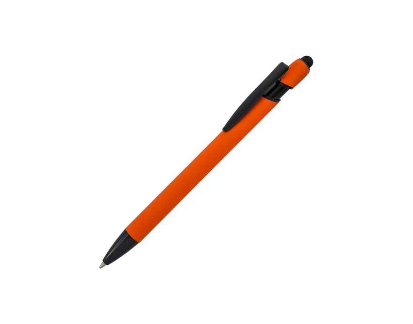 Długopis stylus Softnero pomarańczowy z logo, aluminiowy
