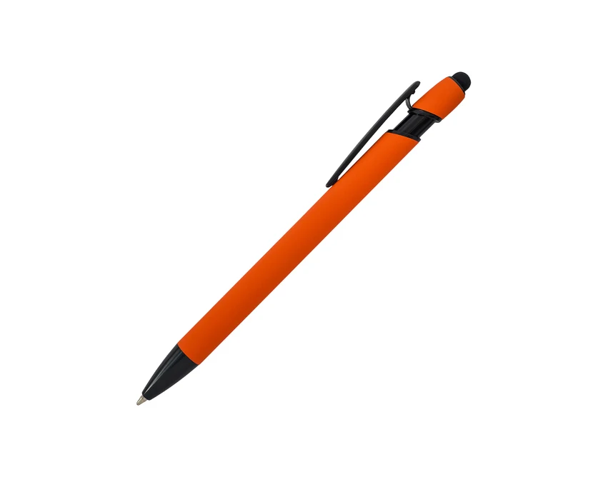 Długopis stylus Softnero pomarańczowy z logo, aluminiowy