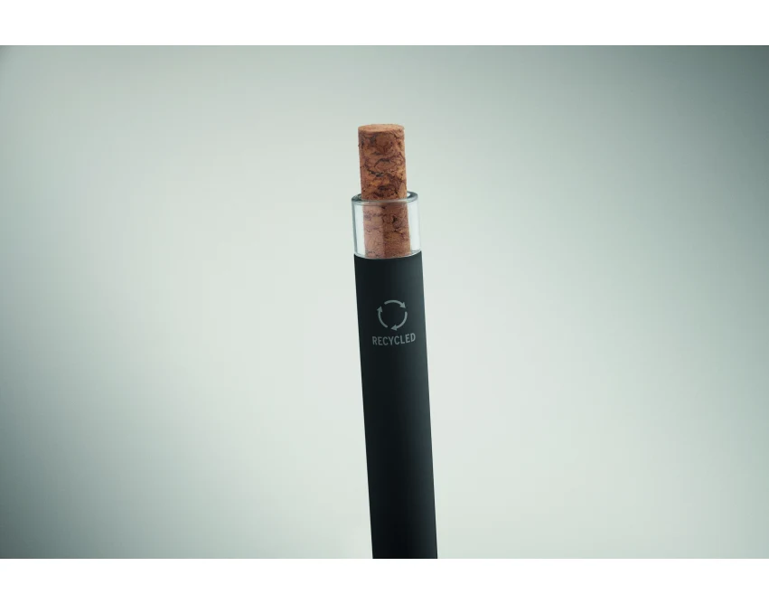 Czarny długopis metalowy Bergamo+ z recyklingu z logo