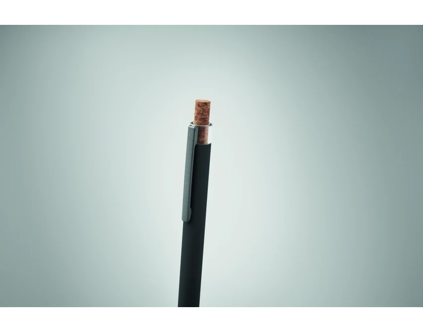 Czarny długopis metalowy Bergamo+ z recyklingu z logo