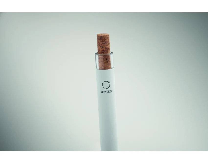 Biały długopis metalowy Bergamo+ z grawerem i korkiem