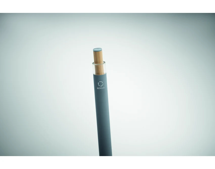 Długopis metalowy Bergamo++ kamienny szary, bambus, grawer