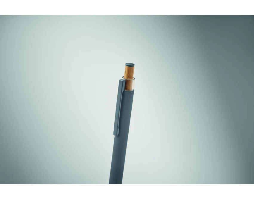 Długopis metalowy Bergamo++ kamienny szary, bambus, grawer