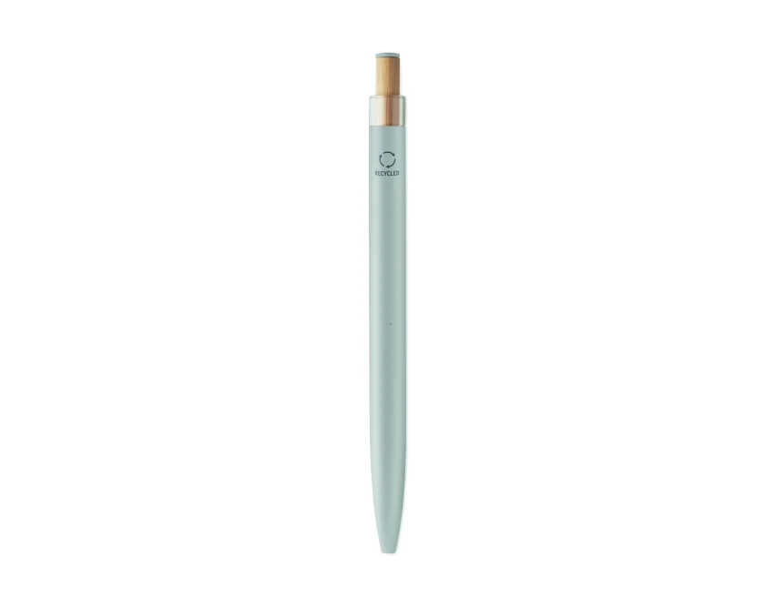 Długopis metalowy srebrny mat z bambusowym przyciskiem, grawer