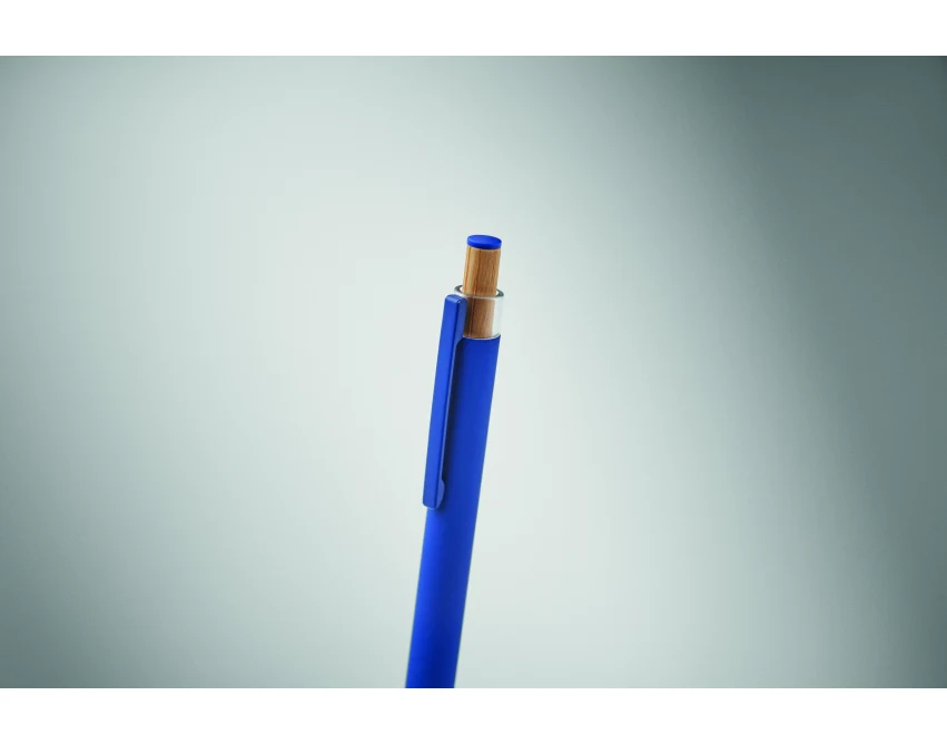 Niebieski długopis Bergamo++ z grawerem i bambusowym klipsem