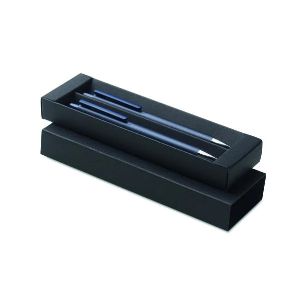 Orwell granatowy aluminiowy zestaw piśmienniczy z grawerem