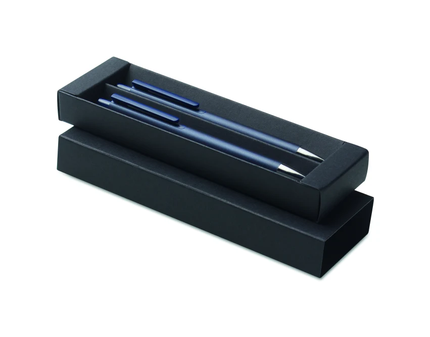 Orwell granatowy aluminiowy zestaw piśmienniczy z grawerem